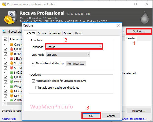 Hình ảnh doi ngon ngu Recuva in Recuva Hình ảnh doi ngon ngu Recuva in Recuva