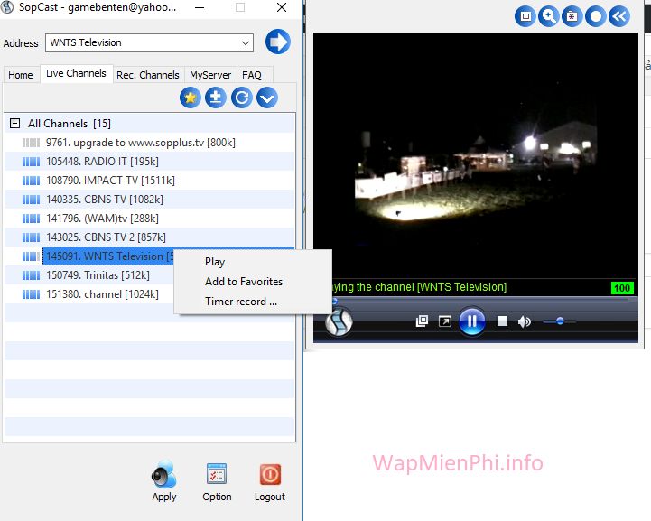 Hình ảnh tai SopCast in SopCast Hình ảnh tai SopCast in SopCast